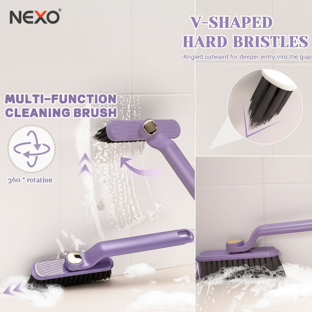 Hard Bristle Rotating Crevice Cleaning Brush, Grout Cleaner Brush, Toilet Brush, Scrub Brush for Shower Tile, Skinny Gaps Cleaning Tools for Household Use, Bathroom, Kitchen